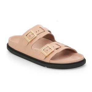 Birkenstock sandals with gold buckles